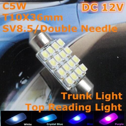 12V LED Car Double Needle Bulb Lamp(4*4*1210 SMD Lamp)C5W 36mm for Top Reading Licence Board Light