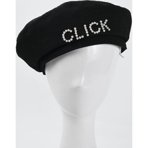 2021 Hats For Women Beret New Autumn Winter Bead Letter Berets Fashion Luxury Flat Cap Casual Travel Shopping Cap Painter Hat