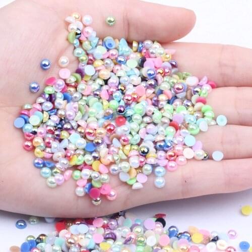 4mm 10000pcs AB Colors Half Round Resin Pearls Flatback Imitation Craft Glue On Beads DIY Nails Art Jewelry Making Decoration