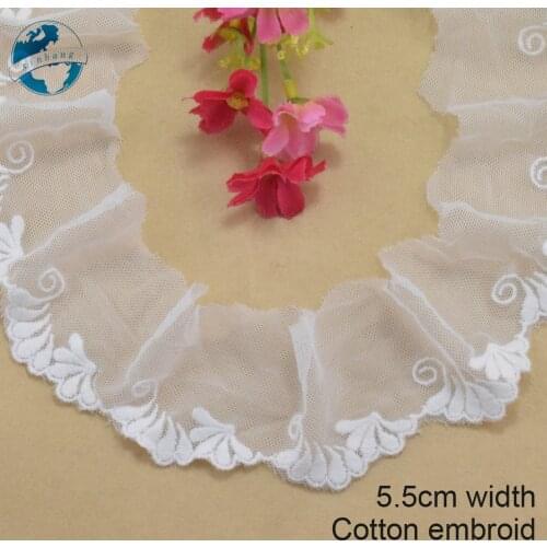 5.5cm width cotton embroidery lace edges french ribbon lace fabric guipure diy trims mini dress lace sewing Accessories#3033
