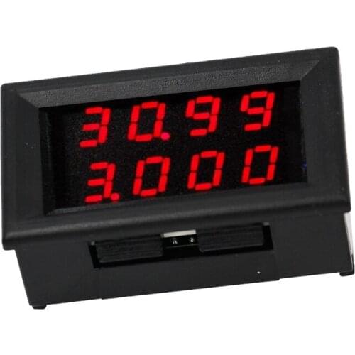 50pcs/lot Red LED Digital 4 bit Voltmeter Ammeter Panel Voltage tester Current meter DC 33V 0-3A for Motorcycle car battery