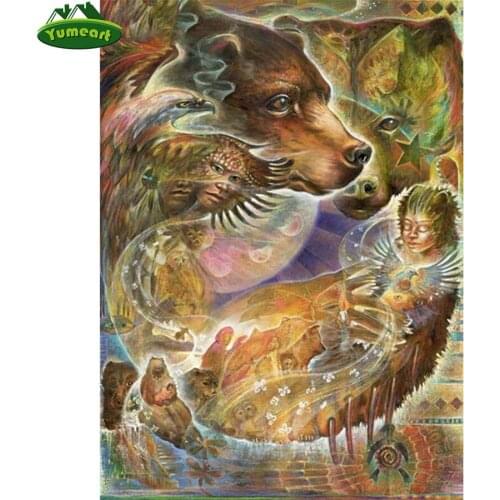 5D Diy Diamond Painting By Number Cross Stitch Baby Wolf Totem Mosaic Full Square Needlework Diamond Embroidery Home Decoration