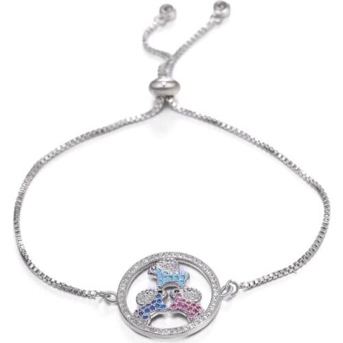 JUYA Three sheep color pull bracelet zirconium round charm bracelet female fashion gold color bracelet set jewelry party gift