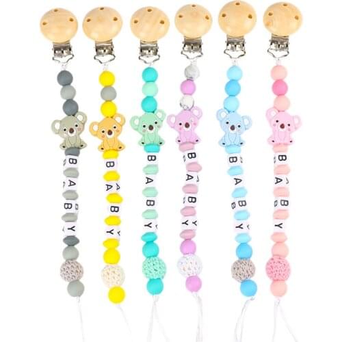 Baby Handmade Pacifier Clips Holder Chain Silicone Pacifier Chains Fashion Animal Baby Teether Teething Chain Personalized Name