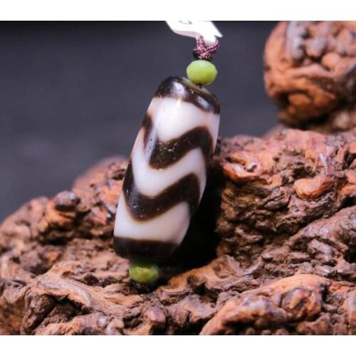 Energy Tibetan Old Oily Agate Patina Tiger Tooth Water Wave dZi Bead Amulet 5A LKbrother Sauces Top Quality Guarantee