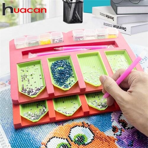 Huacan DIY Diamond Painting Mosaic Tool Point Drill Pen Diamond Embroidery Accessories Storage Tray Set