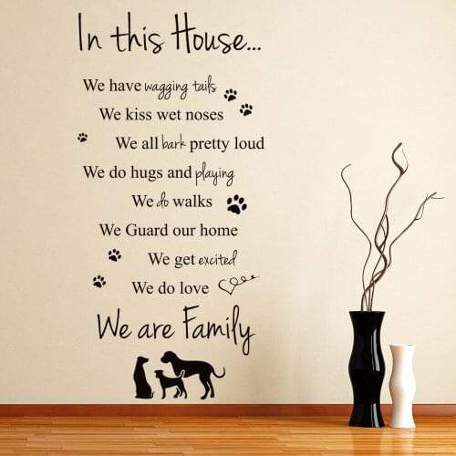 Art Wall Sticker In This House Dogs Family Quotes Vinyl Wall Decals Home Decoration For Pet Store Living Room Bedroom Y584