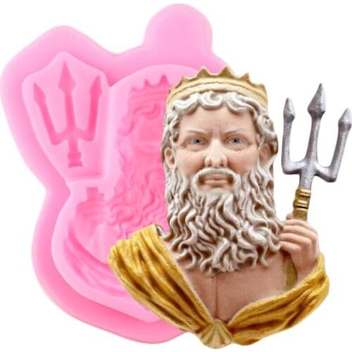 King Neptune Bust Silicone Mold for Fondant Cake Decor, Cupcakes Sugarcraft Cookies Candies Cards Polymer Clay Bakeware Tools