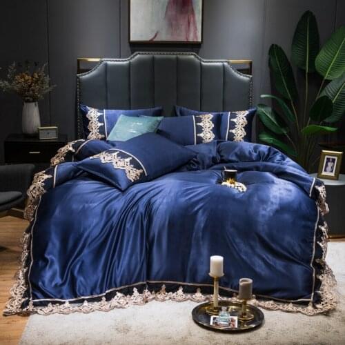 2021 Luxury 2 or 3 or 4pcs Lace Bedding Set Duvet Cover Set with Flat Sheet Zipper Closure Twin Queen King
