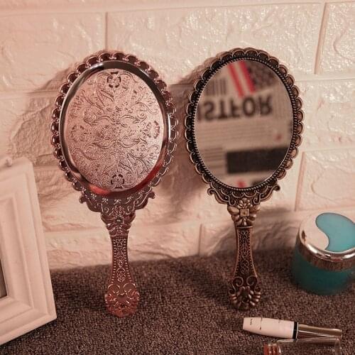 Creative Retro Pattern Handle Makeup Mirror Makeup Mirror Portable Lace Mirror Handheld Handheld Mirror mirror hand mirror
