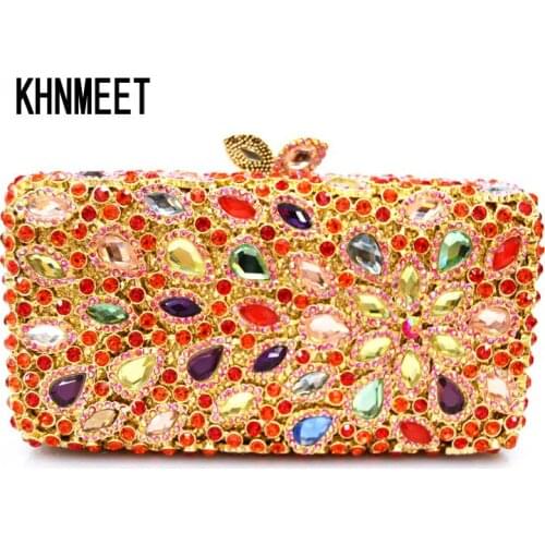 LaiSC multi color wallet clutch bag with chain fashion brand crystal women party purse bag rhinestone party evening bags SC193