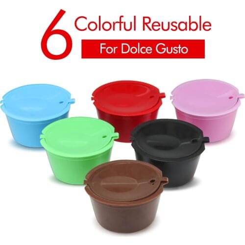 3/6pcs/lot Reusable Nescafe Dolce Gusto Coffee Capsule Filter Cup Refillable Caps Spoon Brush Filter Baskets Pod Soft Taste Swee