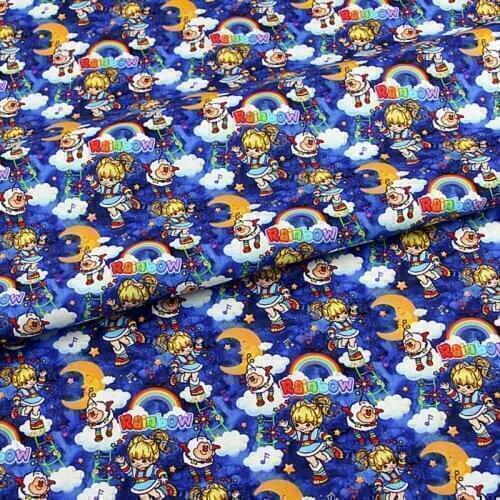 Cartoon Rainbow Brite 100% Cotton Fabric for Kids Clothes Hometextile Backpacks Slipcover Cushion Cover DIY Material