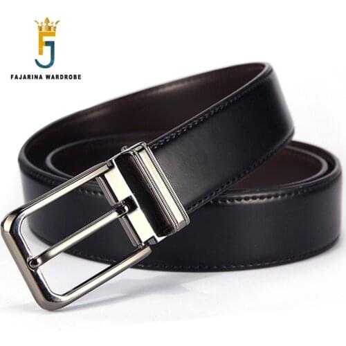 FAJARINA All-match Double Side Use Cowhide Leather Accessories Belts for Men Pin Buckle Metal Accessory Manufacture N17FJ561