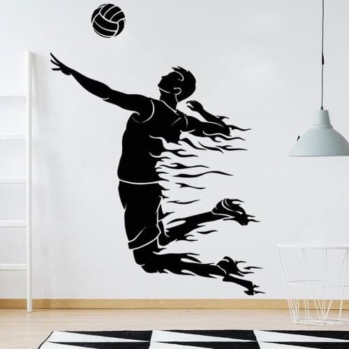 Volleyball Wall Decals Exercise Room Art Decoration Pulsation Ball Sport Vinyl Gym Wall Stickers Home Decor Teen Room 3596