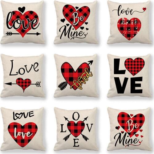 2021 Valentines Day Gift Heart-shaped Pattern Pillow Cover Artificial Linen Cushion Covers 45x45 Cm Wedding Anniversary Gift