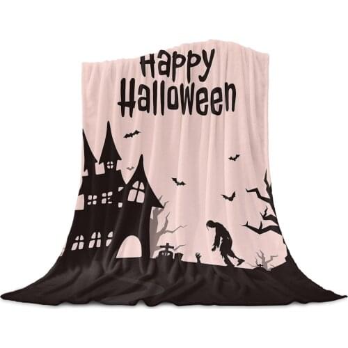 Living Room Sofa Blanket Halloween Zombie Bat Castle Children Soft Throw Blanket Travel Airplane Hotel Portable Thin Blanket