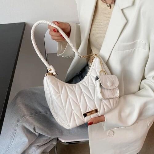 Half-Moon Solid Color Simple Small PU Leather Crossbody Bags For Women 2021 Summer Travel Fashion Shoulder Handbag Designer