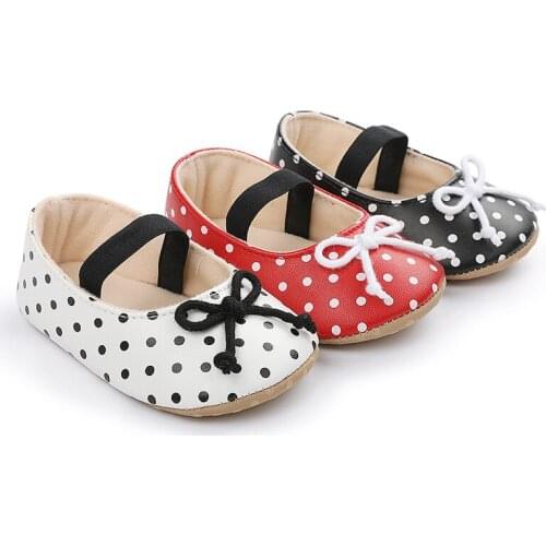 0-1 Year Old Dot Princess Shoes for Girls Black, Beige and Red Baby Walking Shoes for Newborn Bow Infant Shoes for 1 Y Girl