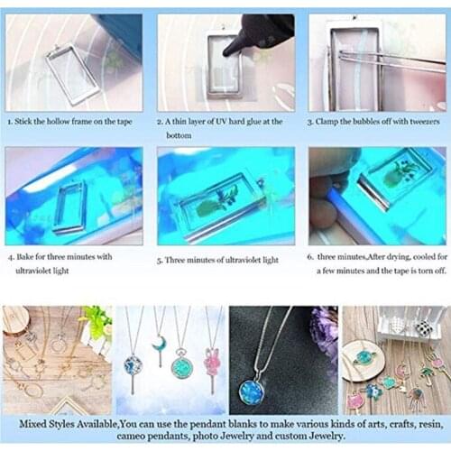 60 Pcs UV Epoxy Hollow Frames Resin Craft Bezels Pendants for Necklaces Earrings Jewelry Making Supplies C1FE