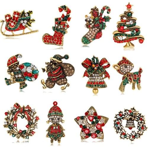 Christmas Brooch Santa Claus Christmas Tree Elk Simple Cartoon Fashion Icon Brooches Pin Men Womens Holiday Jewelry Gift