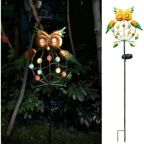 Garden Solar Lights Outdoor Solar Powered Stake Lights Metal Owl LED Decorative Garden Lights for Walkway Pathways Yards