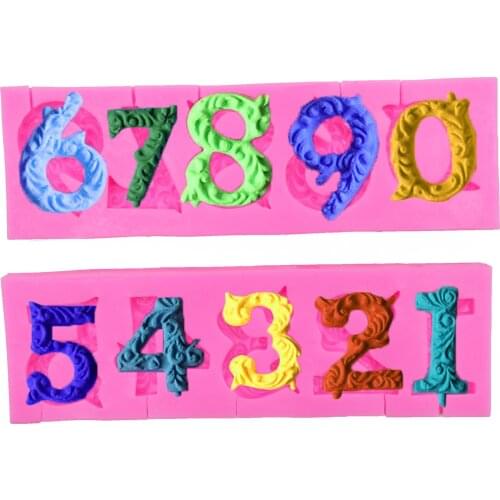 Diy Silicone Lollipop Mold Ice Candy Chocolate Moulds Bake Tool 0-9 Number Shape Heat-resistant Cake Decorating Tools Cake Tools