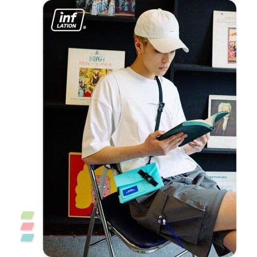 INFLATION Macaron Candy Color Messenger Bag Women Harajuku PU Leather Waist Bag 2021 Fashion Streetwear Casual Shoulder Bag Men