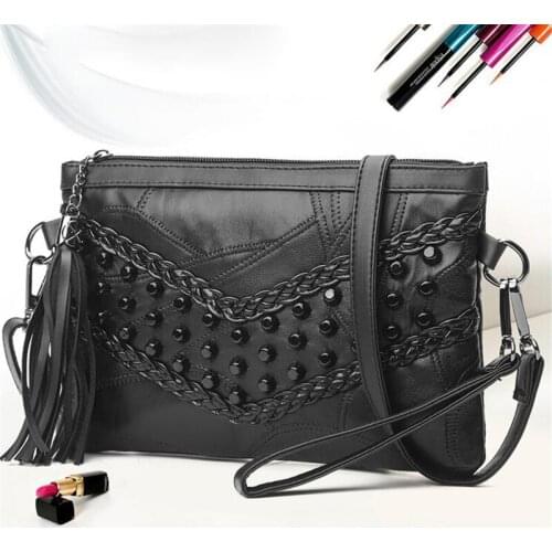 Fashion Rivet Shoulder Bag Women Black Small Messenger Bag PU Leather Crossbody Bag Shopping Lady Handbag Phone Purse bolso sac
