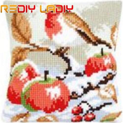 Cross Stitch Cushion Robins At Lantern Make Your Own Pillow Chunky Cross Stitch Kit Pre-Printed Canvas Acrylic Yarn Pillow Case