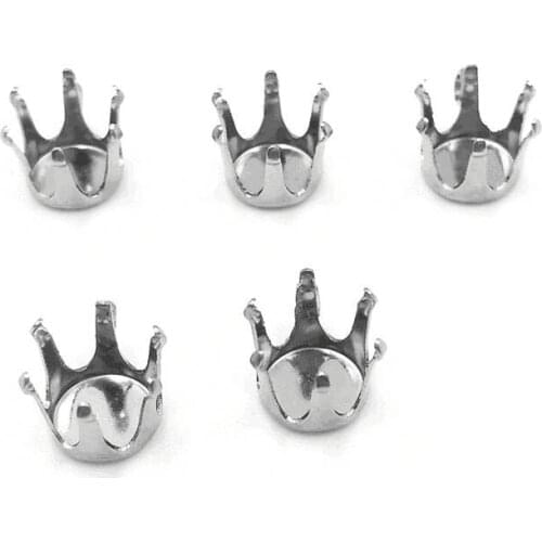 Stainless Steel 6 Prong Pins Circle Base Stamping Blanks Findings DIY for 3mm to 10mm Multi-color Rhinestone CZ Jewelry Making