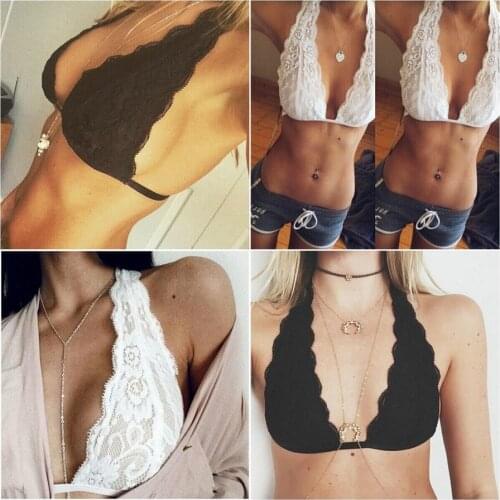 Womens Lace Halter Bras perspective sexy lingerie fashion hollow out bra female erotic underwear Porno costumes Exotic Apparel