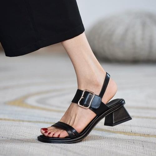 SKLFGXZY 2021 New European Style Women Genuine Leather Roman Sandals Cowhide Open-toed Sandals Women Shoes