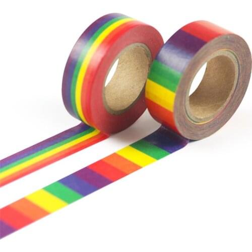 1PC Rainbow Washi Tape School Supplies Stationery Tape Office Stationery 15mm 77HA