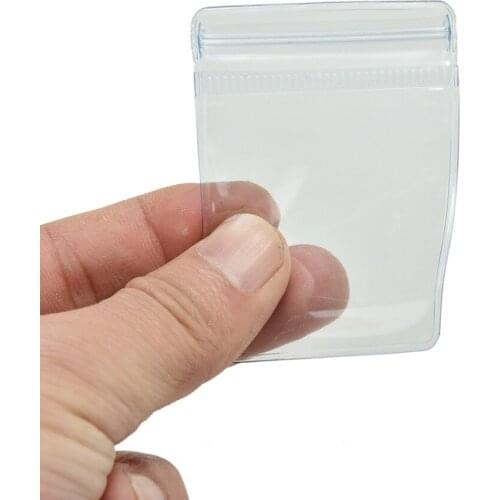 70 x 50 mm 100Pcs New Clear PVC Plastic Coin Bag Case Wallets Storage Envelopes Clavicular Jewelry Self Sealing Zipper