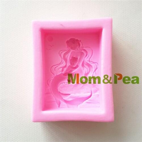 Mom&Pea 1338 Free Shipping Mermaid Silicone Mold Cake Decoration Fondant Cake 3D Mold Soap Mold Food Grade