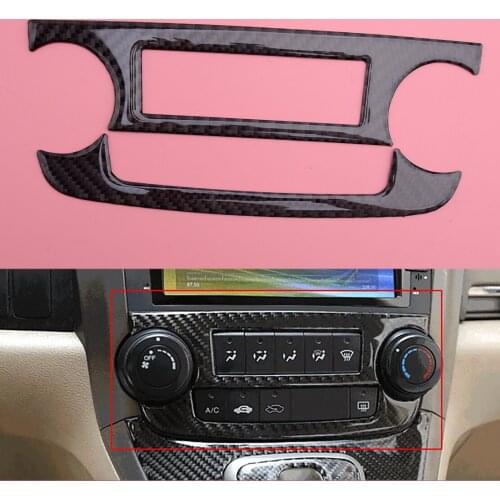 2pcs Black Carbon Fiber Center Console CD Volume Control Button Panel Cover Trim Fit For Honda CR-V 2007-2010 2011