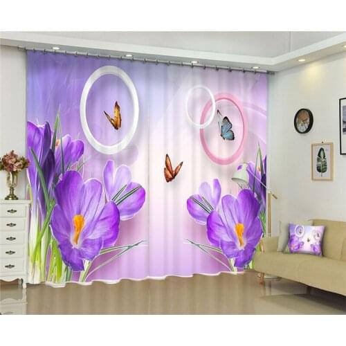 2017 New Curtains for Windows Drapes European Modern flowers 3D shade curtain for living room bedroom
