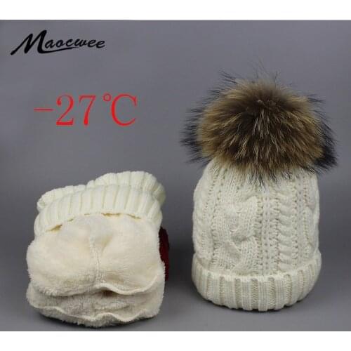 2017 Winter Knitted Hats Pompom Natural Mink Fur for Women Warm Masks for Snowboarding Winter Turban pom beanie Bones Gorro New
