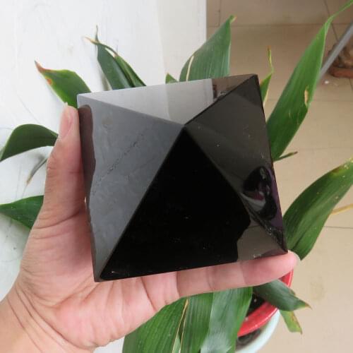 378g 79*79*67mm AAA+ Natural Rock Black Obsidian Quartz Crystal Pyramid Reiki Healing Home Decoration Fengshui
