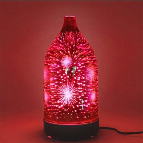 3D LED Night Light Glass Vase Shape Air Humidifiers Ultrasonic Essential Oil Diffuser Aromatherapy for Home Office Yoga Teahouse