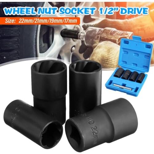 5Pcs/Set Universal Car Truck Tire Drive Impact Twist Sockets Locking Wheel Nut Remover Bolt Stud Extractor 17mm 19mm 21mm 22mm