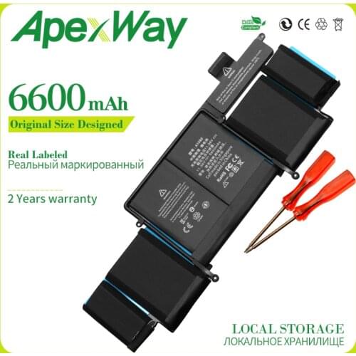Apexway 11.36V Laptop Battery A1582 for Apple MacBook Pro 13" Retina A1502 2015 year With Tools