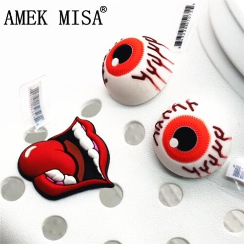 High Imitation 3D Funny Devils Eye Shoe Accessories Novelty 3pcs/set Garden Shoe Original Charms Decorations fit Croc Kids Gift