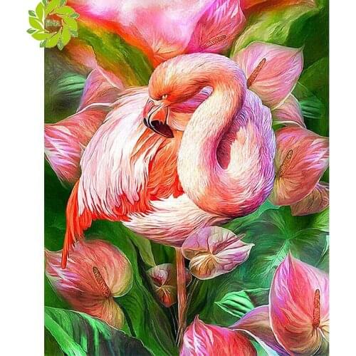 SNA 5D DIY Diamond Painting Flamingo Full Round Diamond Embroidery Animals Cross Stitch Handmade Art Home Decoration