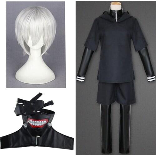 Anime Kaneki Ken Cosplay Costume Tokyo Ghoul Mask And Wigs Sasaki Haise Uniform Full Sets Halloween Party Costumes Adults