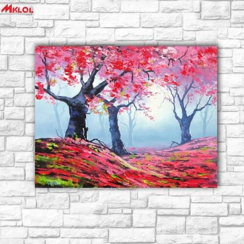 Large Wall Art red Leaf Landscape painting Painting For Living Room Home Decoration Oil Painting On Canvas Wall Painting no fram