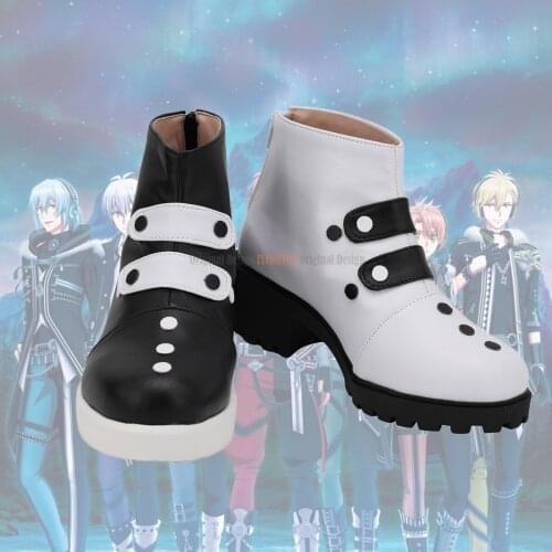 Idolish 7 Tamaki Yotsuba Cosplay Boots Black White Leather Shoes Custom Made