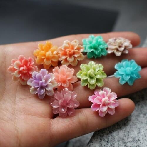 10Pcs 17mm Artificial Coral Polychrome Double Layers Flower beads Multi-color Loose beads for Jewelry making