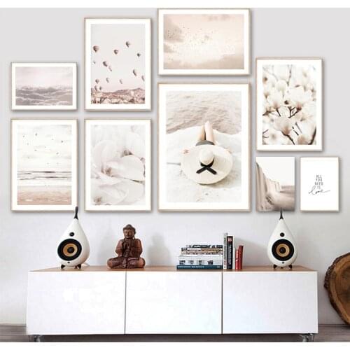 Cappadocia Balloon Sky Beach Woman Flower Wall Art Canvas Painting Nordic Posters And Prints Wall Pictures For Living Room Decor